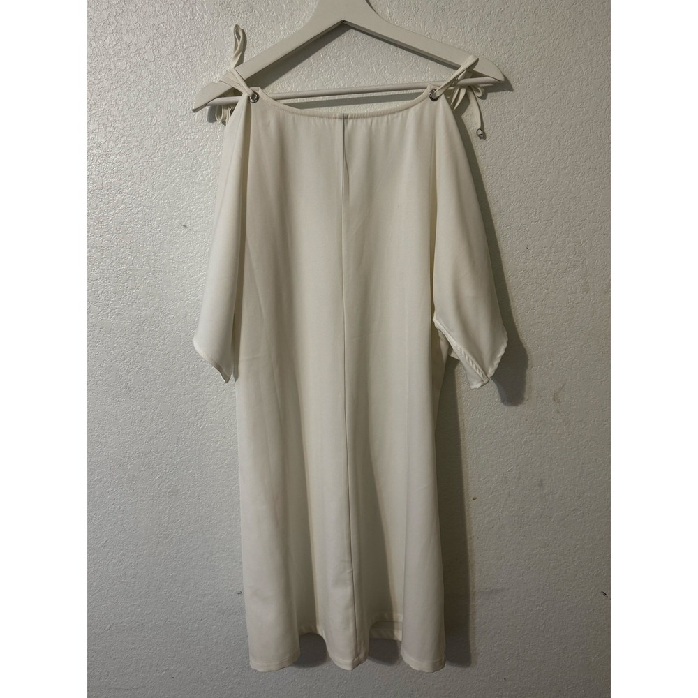 Milla Women's White‎ V Neck Tie Shoulder Tunic Top Shirt Dress Size M - Picture 3 of 9